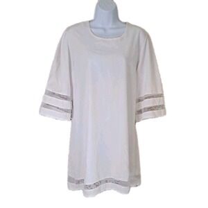 Women's Bathing Suit Cover Up M White Mesh Inlay‎ Swimsuit Dress Vacation Resort